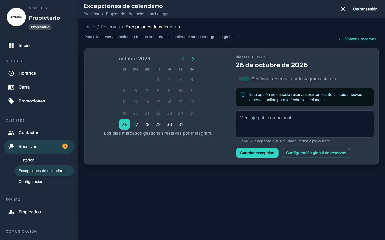 Calendario y fechas especiales